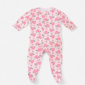 Carter's Pink Turtle-Print Footed One-Piece Pajamas